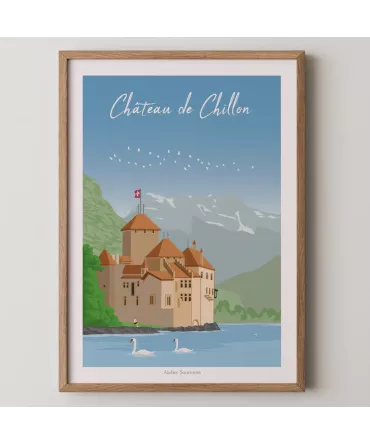 Affiche château de Chillon 21x30 cm