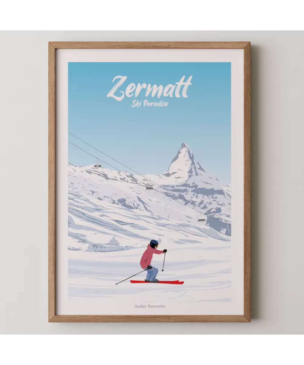 Affiche Zermatt ski paradise 21x30 cm