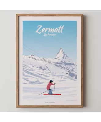Affiche Zermatt ski paradise 21x30 cm