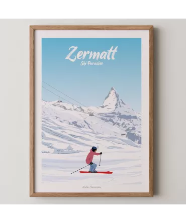 Affiche Zermatt ski paradise 21x30 cm