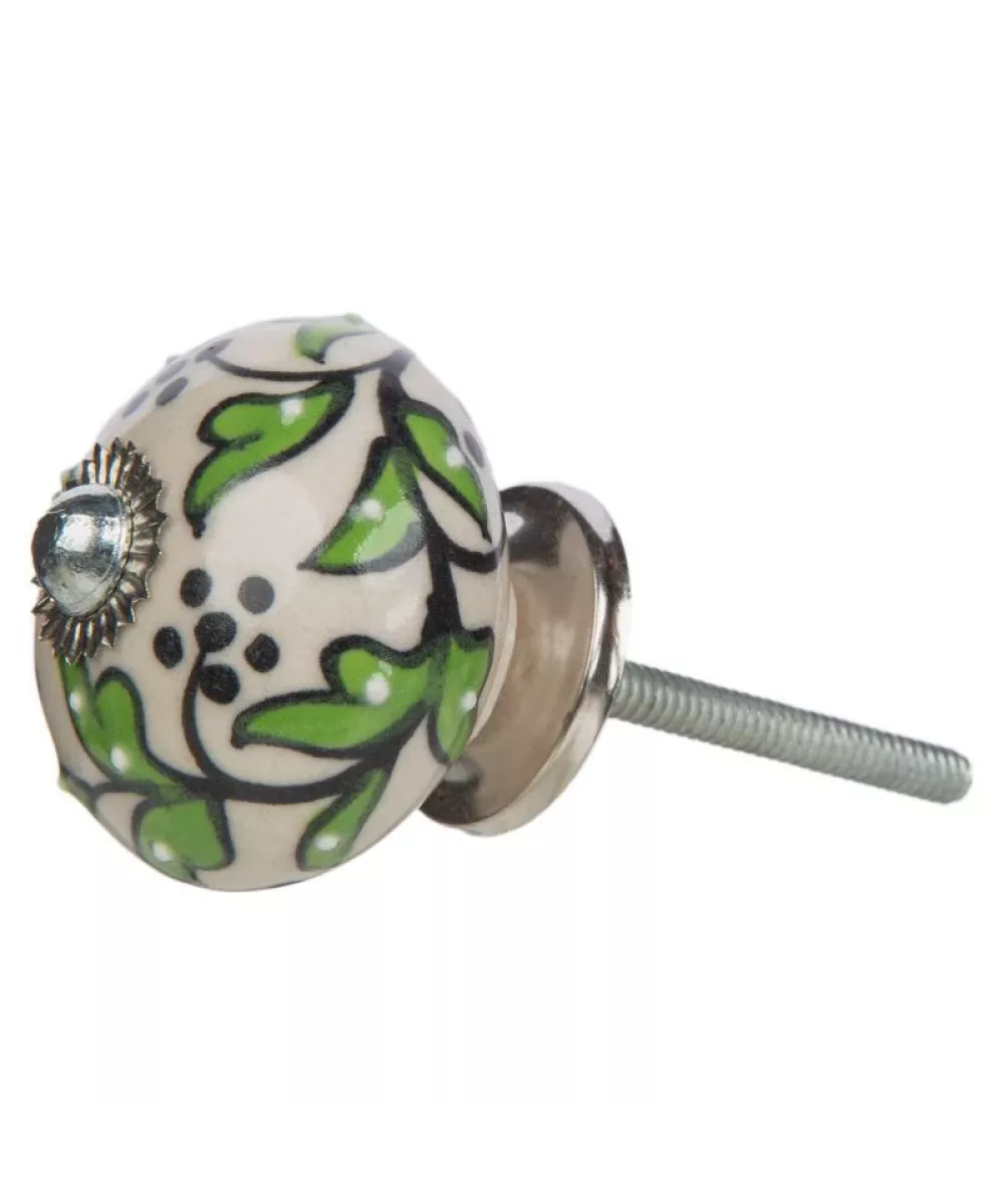 Bouton de tiroir feuillage vert