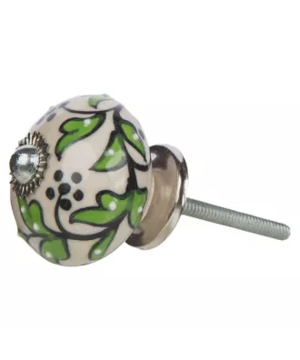 Bouton de tiroir feuillage vert