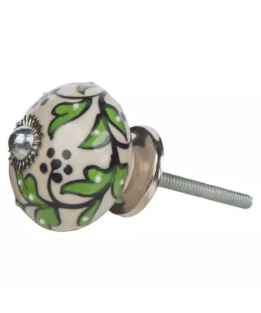 Bouton de tiroir feuillage vert