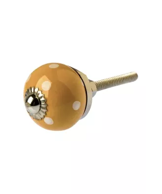 Bouton de tiroir jaune pois blancs