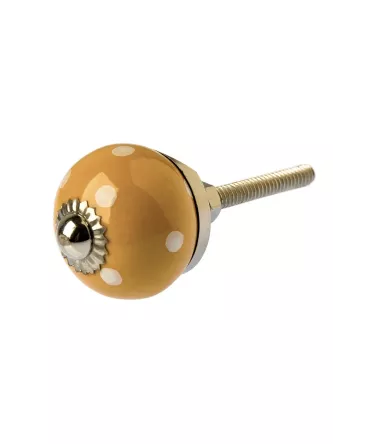 Bouton de tiroir jaune pois blancs