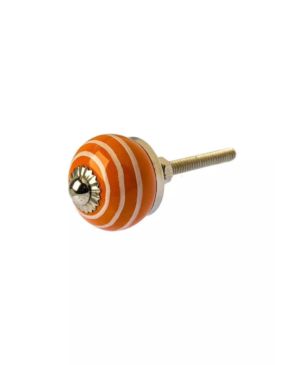 Bouton de tiroir orange spirale blanche