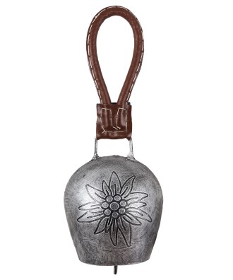 Cloche en métal argenté motif edelweiss