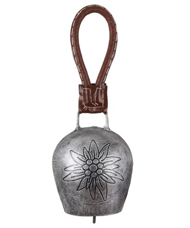 Cloche en métal argenté motif edelweiss