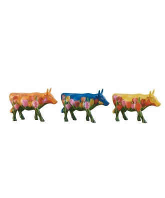 Vache Cow Parade Tulips Netherlands 3 pack, modèle small en polyrésine