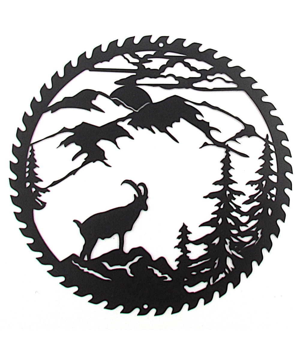 Frise en métal à suspendre, découpe de bouquetins