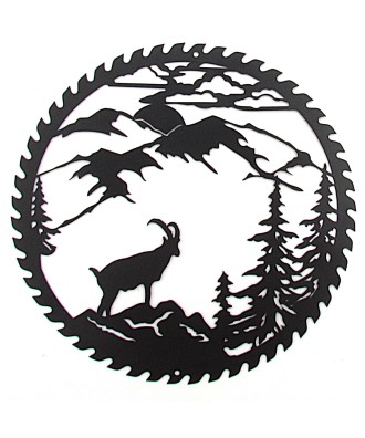 Frise en métal à suspendre, découpe de bouquetins