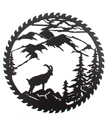 Frise en métal à suspendre, découpe de bouquetins