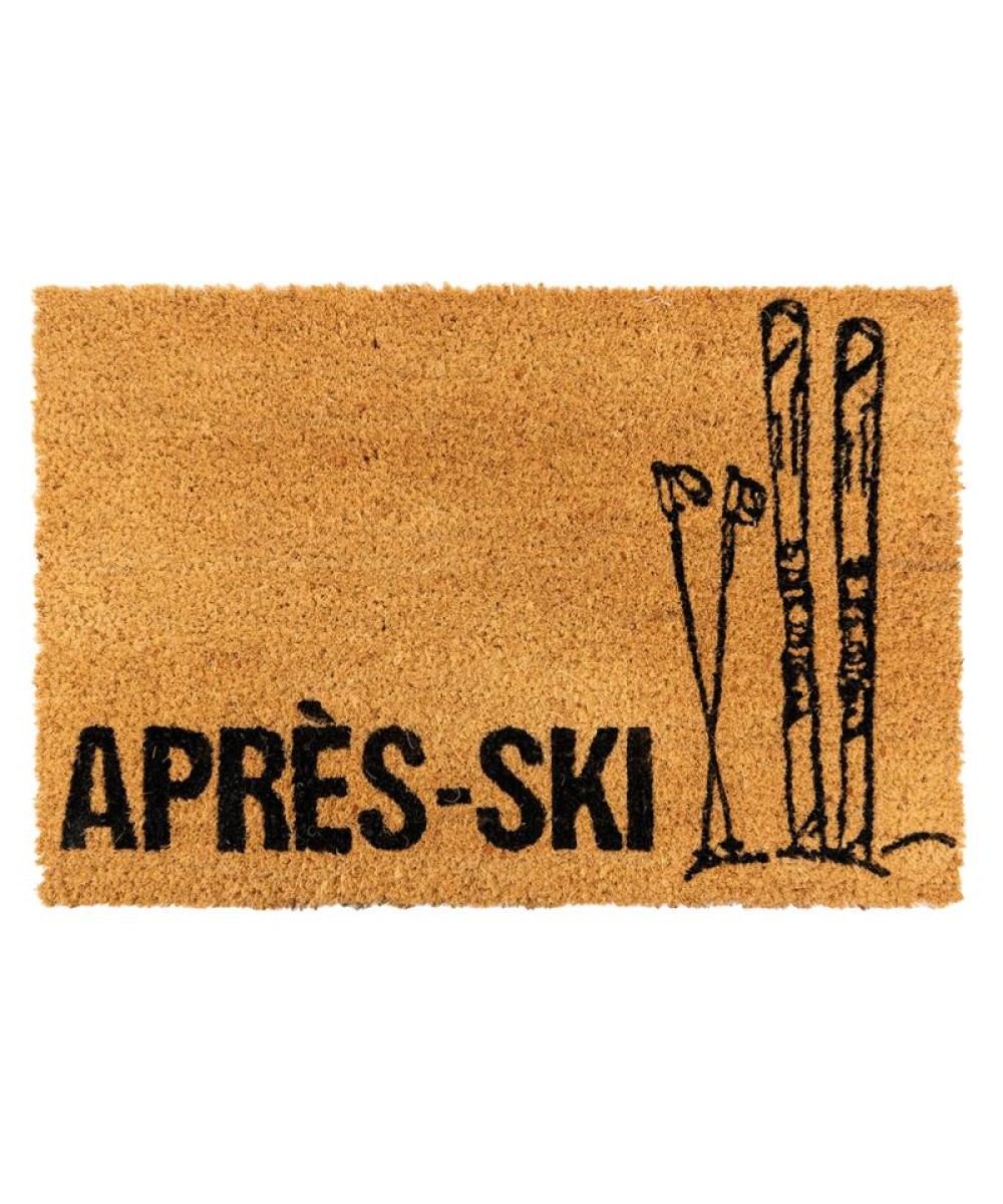 Paillasson ou tapis d'entrée en fibre de coco, envers en latex, motif après-ski