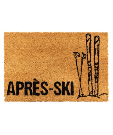 Paillasson ou tapis d'entrée en fibre de coco, envers en latex, motif après-ski