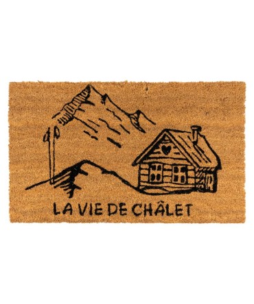 Paillasson ou tapis d'entrée en fibre de coco, envers en latex, la vie de chalet
