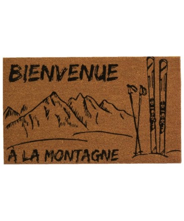 Paillasson ou tapis d'entrée en fibre de coco, envers en latex, bienvenue à la montagne