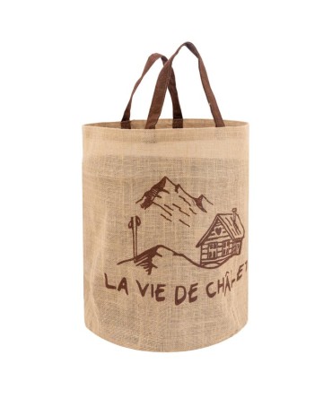 Sac  à bûches jute la vie de chalet