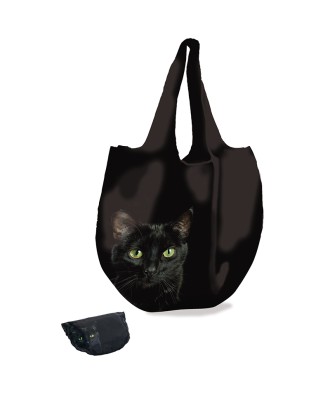 Sac à course pliable chat noir