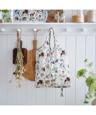 Sac à course pliable motif animaux de la ferme