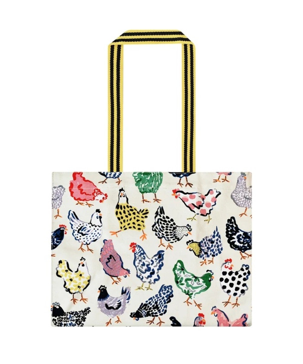 Sac à course en tissu motif poules