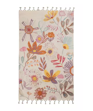 Tapis botanica fleurs pissenlis en coton 150x90cm