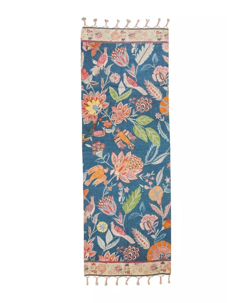 Tapis botanica oiseaux en coton 190x70cm