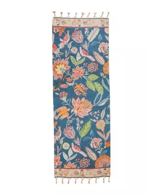 Tapis botanica oiseaux en coton 190x70cm