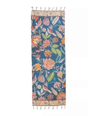 Tapis botanica oiseaux en coton 190x70cm