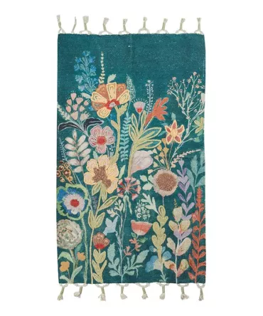 Tapis botanica pré fleuri en coton 90x60cm