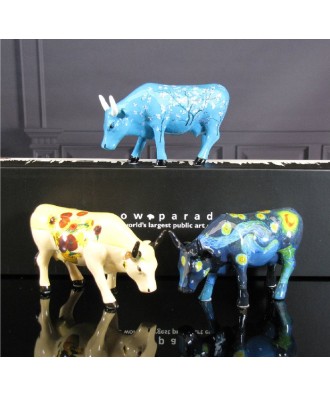 Vache Cow Parade Van Gogh 3 pack, modèle small en polyrésine