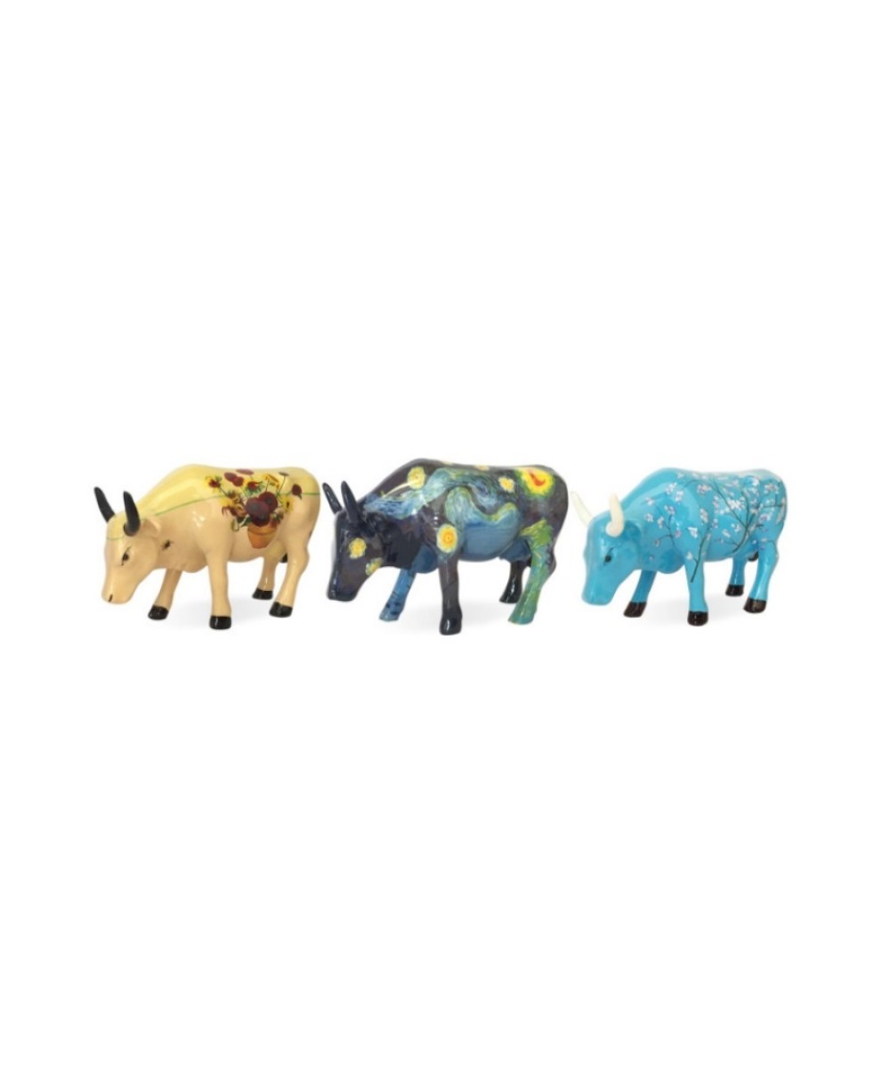 Vache Cow Parade Van Gogh 3 pack, modèle small en polyrésine