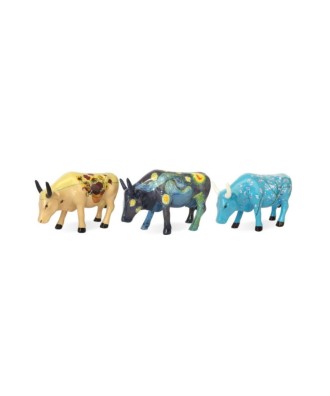Vache Cow Parade Van Gogh 3 pack, modèle small en polyrésine