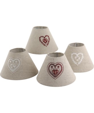 Lampe - Abat jour conique avec un coeur brodé, blanc ou rouge