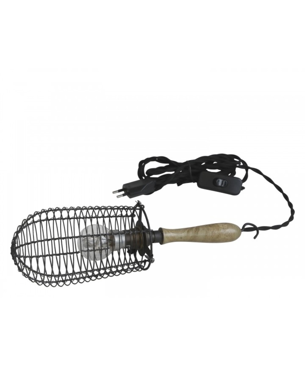 Lampe baladeuse ou suspension factory en métal et bois
