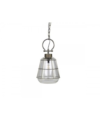Lampe suspension factory métal et verre