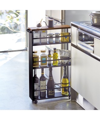 Meuble - Desserte de cuisine en métal et bois sur roue