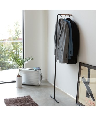 Meuble - Portemanteau noir en métal, finitions bois