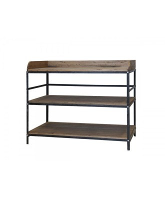 Meuble - Etagère - Table de service en bois et métal, trois niveaux