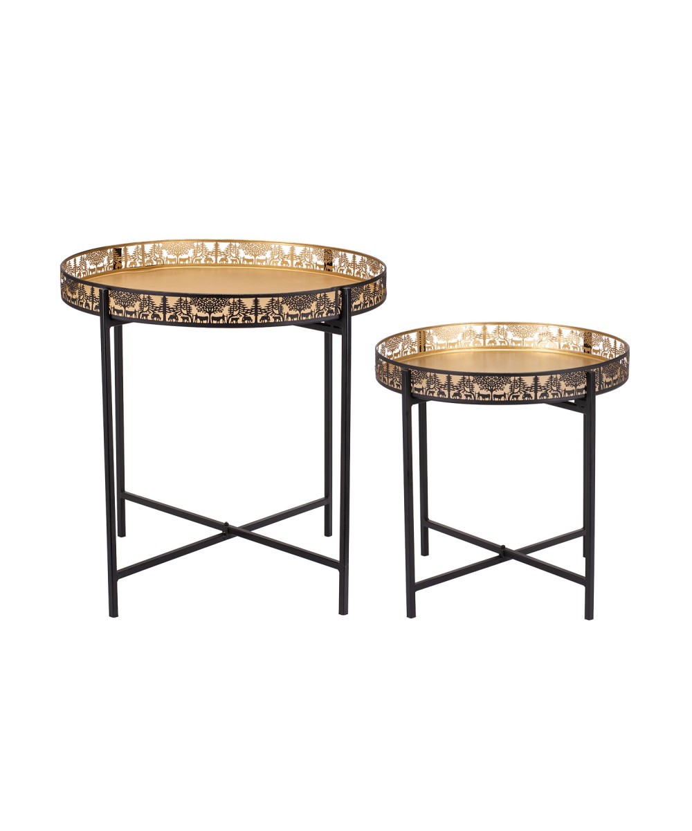 Meuble - Table de salon avec un plateau amovible et une fine découpe en métal