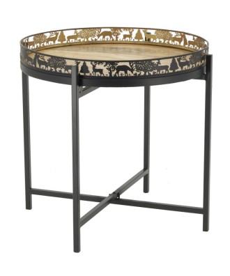 Meuble - Table de salon avec un plateau amovible et une fine découpe en métal