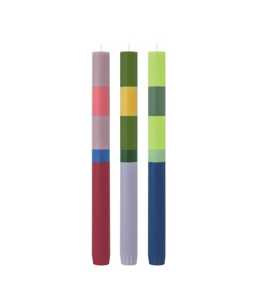 Bougies colorées pack de 3 100% stéarine Milano