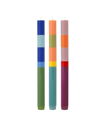 Bougies colorées pack de 3 100% stéarine Venezia