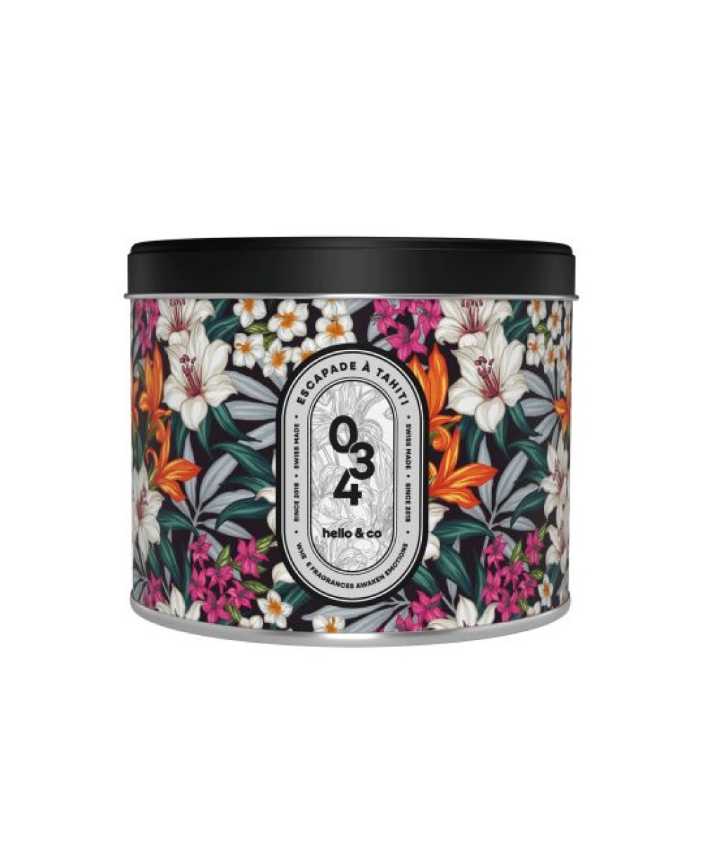 Bougie parfumée escapade à Tahiti 500ml cire soja swiss made