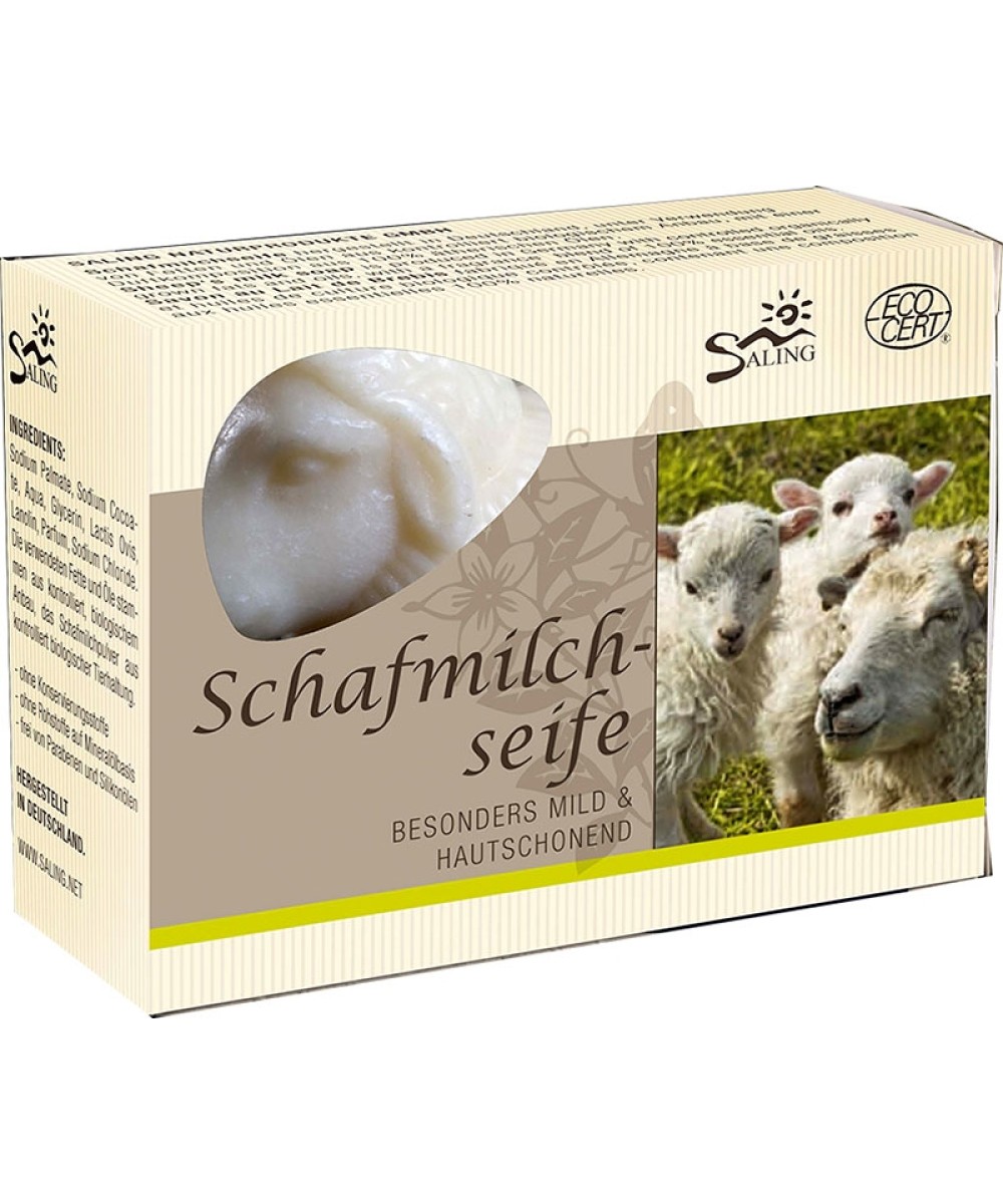 Savon au lait de brebis bio, lanoline, huiles végétales  85g forme brebis blanche