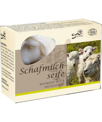 Savon au lait de brebis bio, lanoline, huiles végétales  85g forme brebis blanche