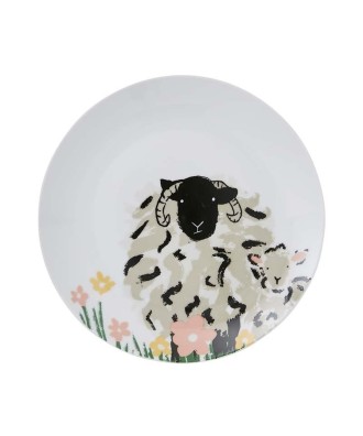 Assiette entrée - dessert en porcelaine motif mouton