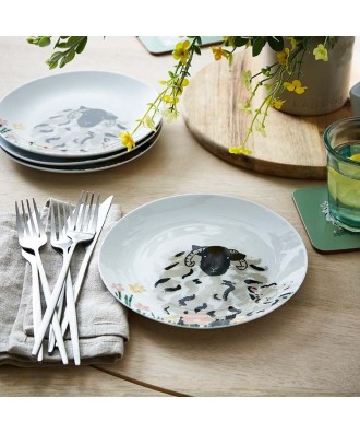 Assiette entrée - dessert en porcelaine motif mouton