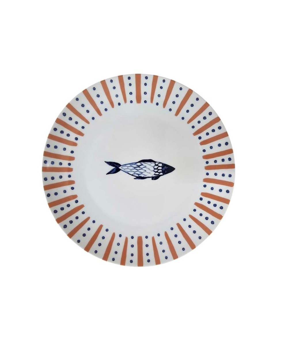 Assiette en porcelaine motif poisson