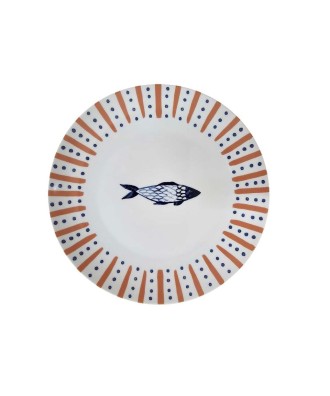 Assiette en porcelaine motif poisson