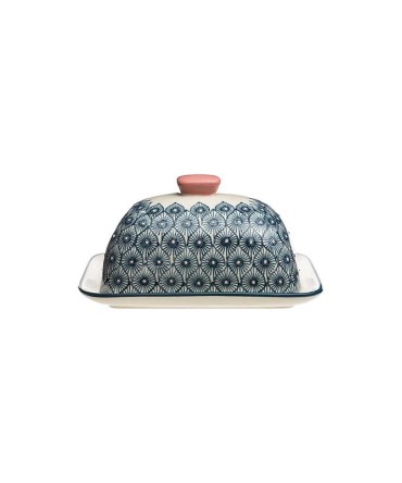 Beurrier en porcelaine bleu